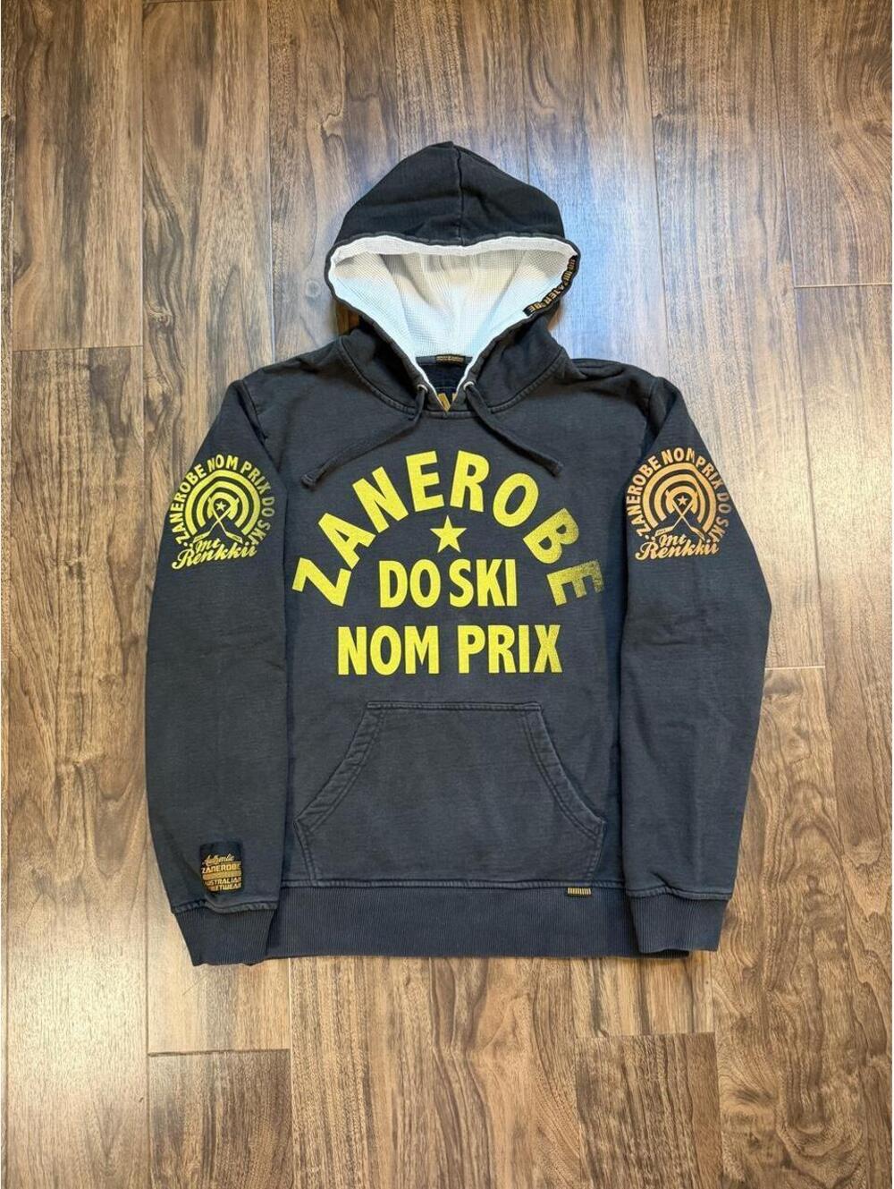 Vintage Ski Snowboard Grail Zanerobe Waffle Thermal Hoodie Size Large
